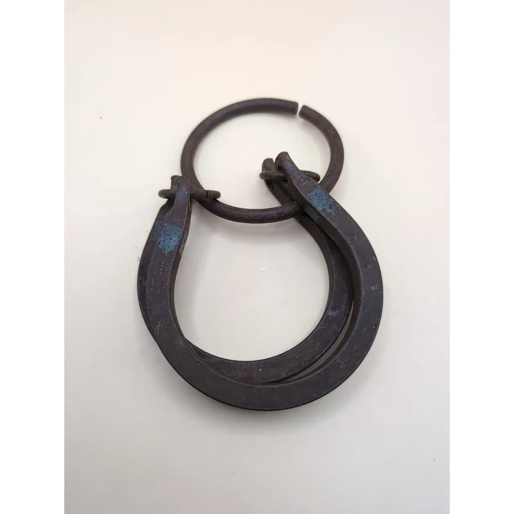 Vintage Metal Horseshoe Ring Mind Trap Game Rustic Blacksmith Cabin Decor Set ￼